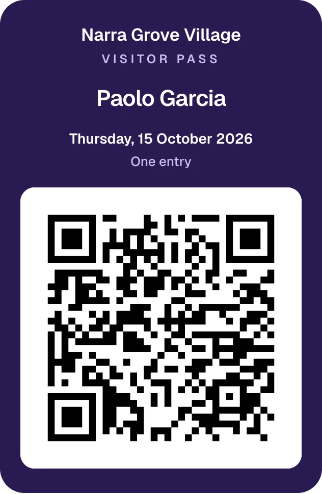 A visitor pass as it shows on the visitor’s phone.